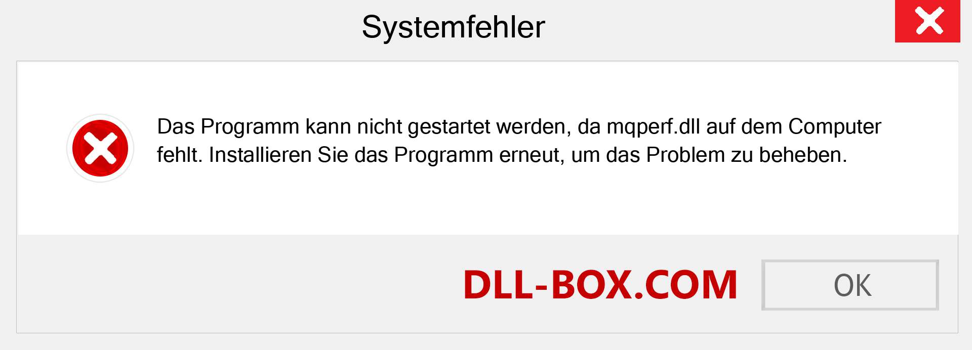 mqperf.dll-Datei fehlt?. Download für Windows 7, 8, 10 - Fix mqperf dll Missing Error unter Windows, Fotos, Bildern