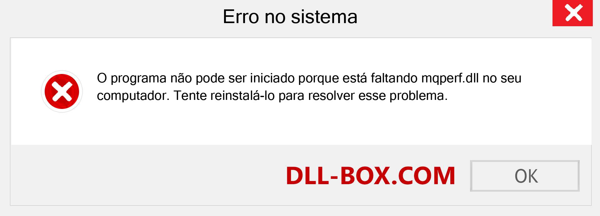Arquivo mqperf.dll ausente ?. Download para Windows 7, 8, 10 - Correção de erro ausente mqperf dll no Windows, fotos, imagens