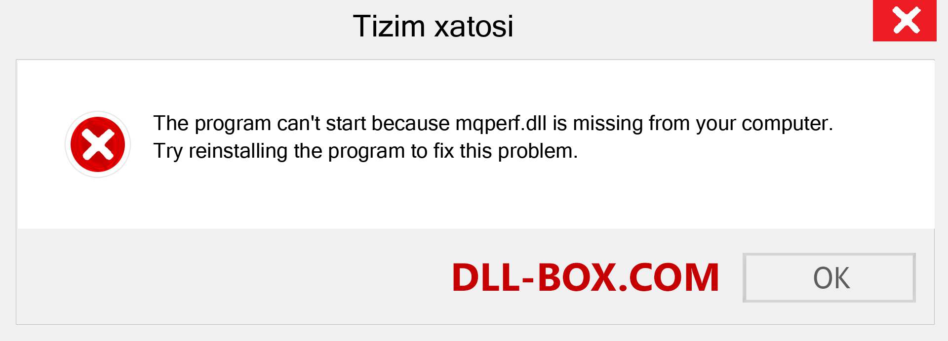 mqperf.dll fayli yo'qolganmi?. Windows 7, 8, 10 uchun yuklab olish - Windowsda mqperf dll etishmayotgan xatoni tuzating, rasmlar, rasmlar